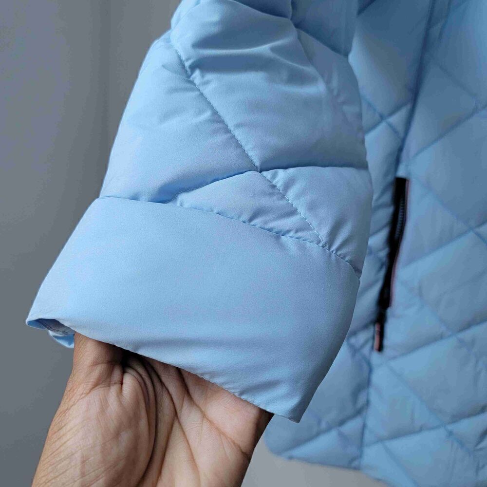 TOMMY HILFIGER Light Blue Quilted Puffer Hooded Jacket Womens Large - Picture 9 of 13
